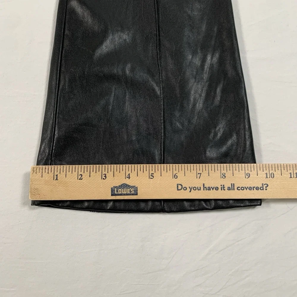 Princess Polly Size 6 Black Faux Leather High Waisted Side Zip Wide‎ Leg Pants